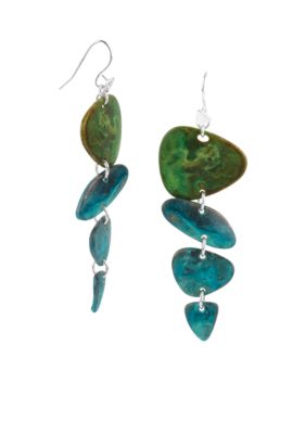 Robert Lee Morris Blue & Green Patina Petal Linear Earring