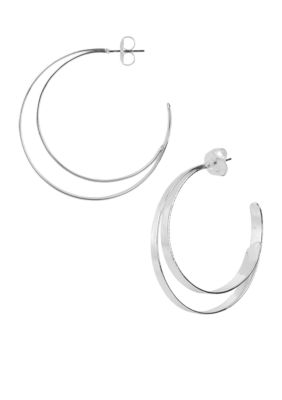 Robert Lee Morris Silver Double Hoop Earring