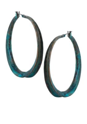 Robert Lee Morris Blue Patina Sculptural Hoop Earring
