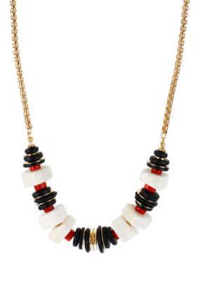 Robert Lee Morris Coral & Ivory Bead Frontal Necklace
