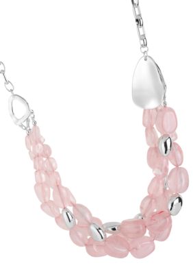 Robert Lee Morris Pink Bead Multi Row Necklace