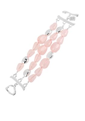 Robert Lee Morris Pink Bead Multi Row Toggle Bracelet