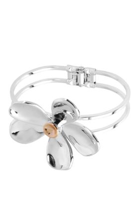 Robert Lee Morris Flower Hinged Bangle Bracelet
