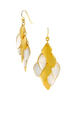 Robert Lee Morris Ivory Mother of Pearl & Gold Geometric Shell Chandelier Earring