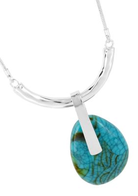 Robert Lee Morris Geometric Turquoise Bead Pendant Long Necklace