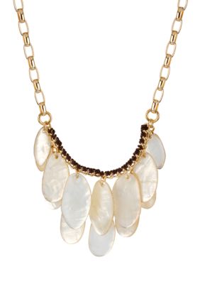 Robert Lee Morris Ivory Mother of Pearl Geometric Shell Frontal Necklace