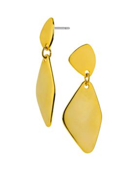 Robert Lee Morris Gold Hammered Geometric Double Drop Earring