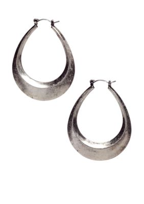 Nine West Vintage America Collection Antique Silver Oval Hoop Earring