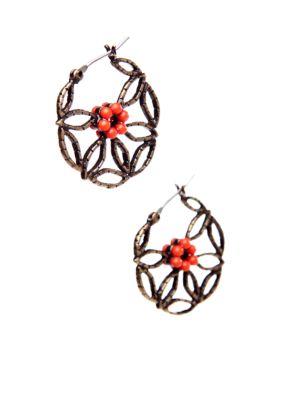 Nine West Vintage America Collection Antique Gold Lace Hoop Earring