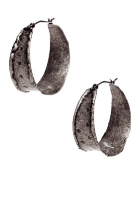 Nine West Vintage America Collection Antique Silver Hoop Earring