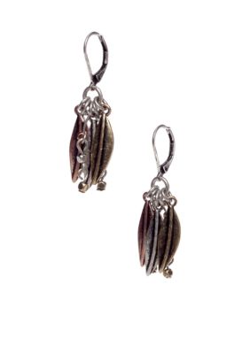 Nine West Vintage America Collection Antique Tri-Tone Leaf and Bead Earring