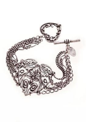 Nine West Vintage America Collection Antique Silver Heart Bracelet