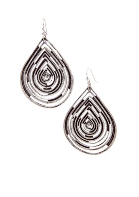 Nine West Vintage America Collection Antique Silver Tear Drop Earring