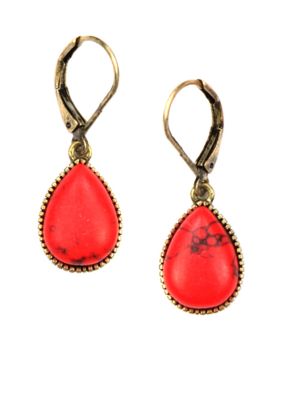 Nine West Vintage America Collection Coral and Gold Lever Back Earring