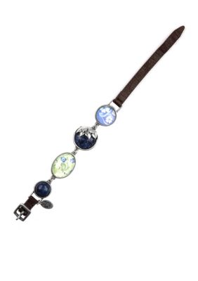 Nine West Vintage America Collection Denim Lapis and Leather Buckle Bracelet