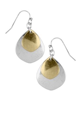 Nine West Vintage America Collection Antique Silver Tone and Gold Tone Double Drop Earring