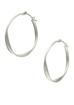 Nine West Vintage America Collection Oxidized Silver Twist Hoop with Click Top