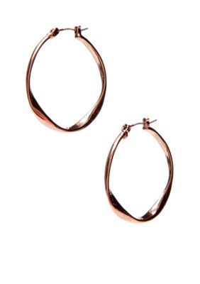 Nine West Vintage America Collection Twist Hoop in Brown Metal Plating