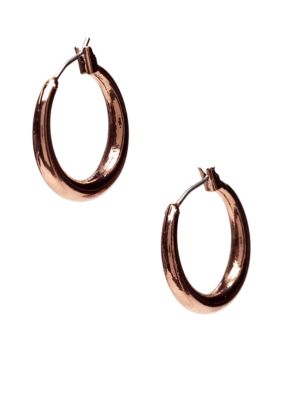 Nine West Vintage America Collection Brown Tone Click Top Hoop Earrings