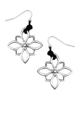 Nine West Vintage America Collection Oxidized Silver Open Flower Drop Earring