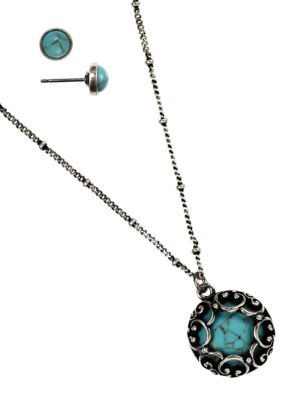 Nine West Vintage America Collection Carded Pendant Necklace And Stud Earring Set
