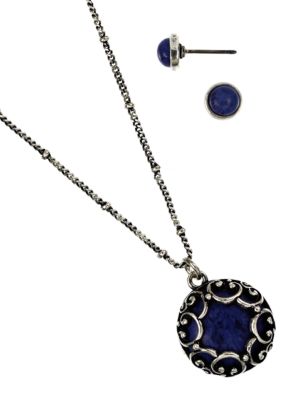 Nine West Vintage America Collection Carded Pendant Necklace And Stud Earring Set