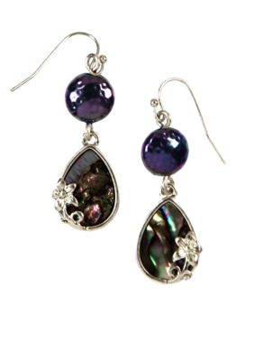 Nine West Vintage America Collection Genuine Abalone Drop Pierced Earrings