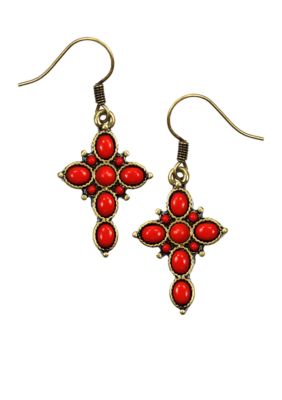 Nine West Vintage America Collection Cross Drop Earrings