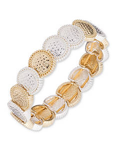 Nine West Vintage America Collection Two-Tone Textured Disc Stretch Bracelet