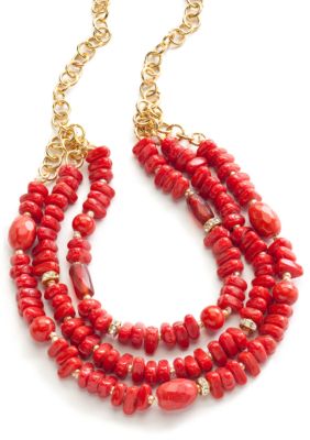 New Directions&reg; Three Row Coral Beaded Necklace