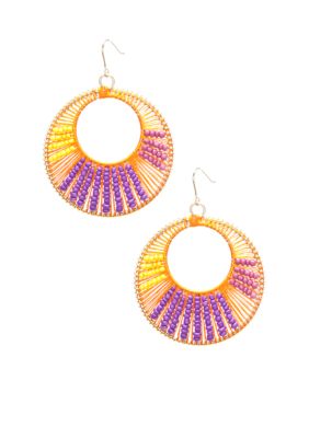 New Directions Seed Bead Threaded Hoop Earrings