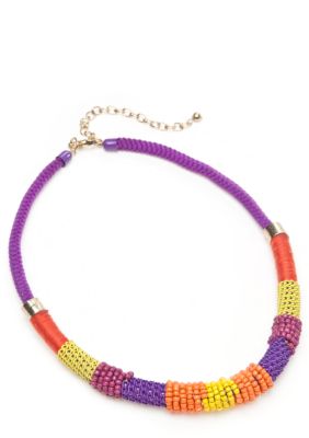 New Directions Multi Seed Bead and Cord Necklace
