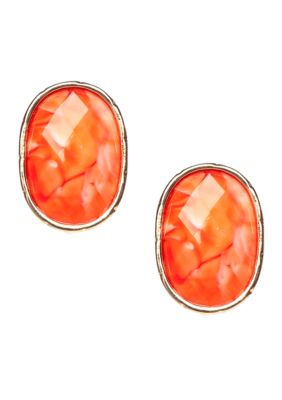 New Directions Coral Crackle Clip Earrings