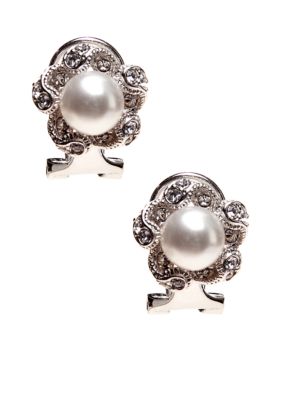 Nadri Clip Swirl Pave Framed Stud