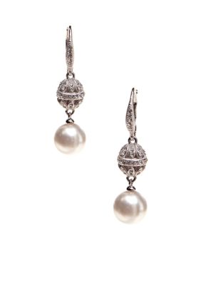 Nadri Pearl Earring in Bezel Drop