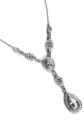 Nadri Crystal & CZ Framed Pear and Marquis Y Necklace