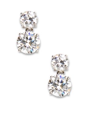 Nadri Double Round Cubic Zirconia Drop Earrings