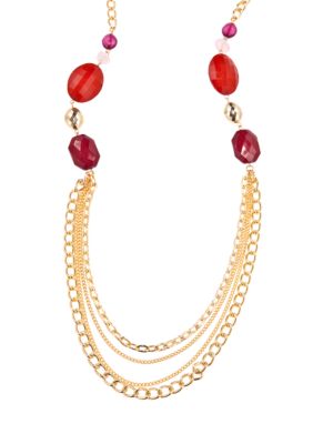 New Directions&reg; Gold Red Multi Chain Necklace