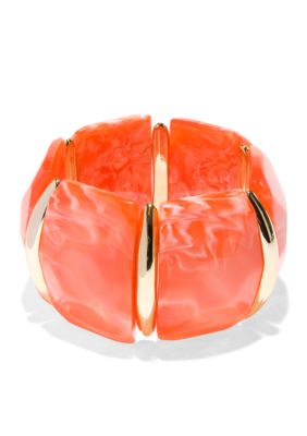 New Directions Coral Gold Horn Stretch Bracelet