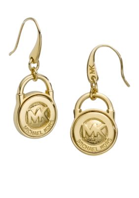 Michael Kors Jewelry Gold Tone Logo Earrings