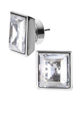 Michael Kors Jewelry Silver Tone with Clear Earrings