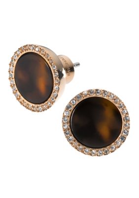Michael Kors Jewelry Rose Gold Tortoise Pave Slice Earring