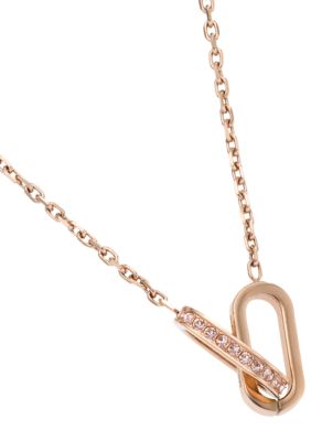 Michael Kors Jewelry Rose Gold Tone Pave Interlocking Pendant Necklace