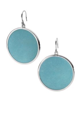 Michael Kors Jewelry Silver Turquoise Slice Drop Earrings
