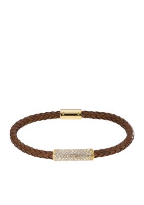 Michael Kors Jewelry Thin Braided Leather Bracelet