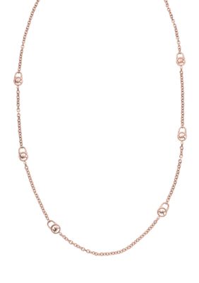 Michael Kors Jewelry Rose Gold Padlock Station Necklace