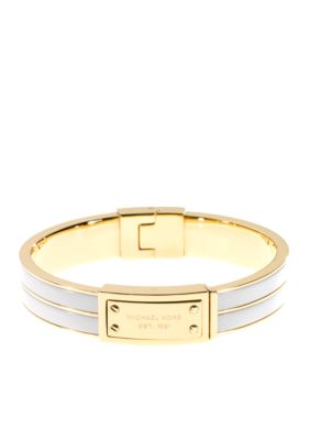 Michael Kors Jewelry Gold and White Hinge Bangle