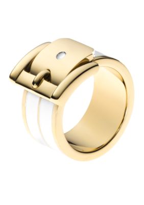Michael Kors Jewelry Gold and White Buckle Ring