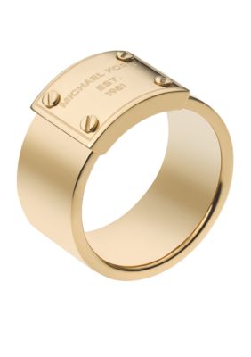 Michael Kors Jewelry Gold Logo Plate Ring