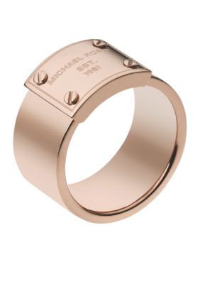 Michael Kors Jewelry Rose Gold Logo Plate Ring